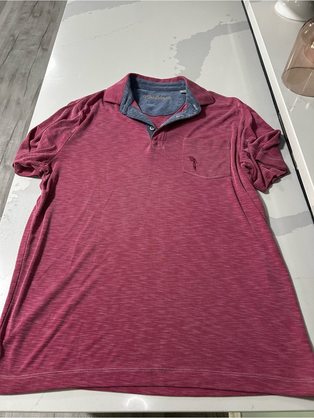 Caribbean Joe Men's Short Sleeve Polo in Burgundy